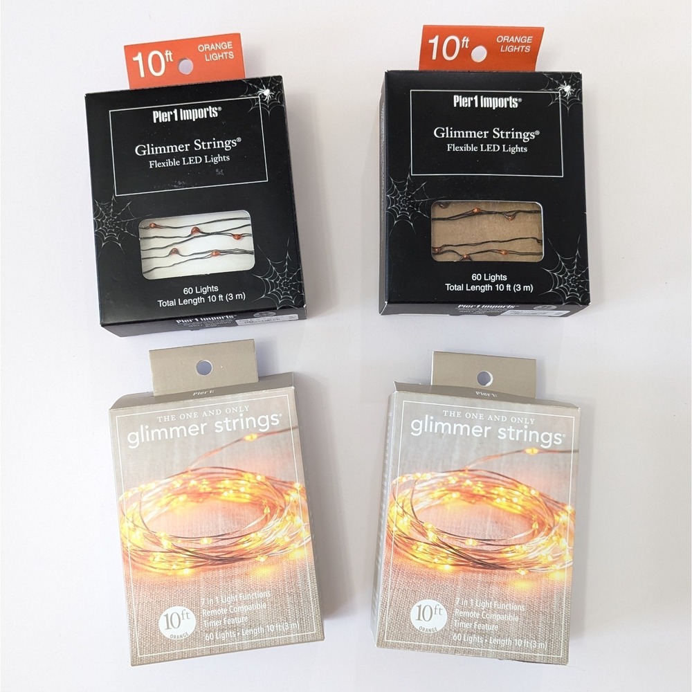 Pier 1 Imports Glimmer Strings Flexible LED Lights ORANGE 10ft Battery - 4 Boxes